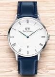Daniel Wellington Dapper Somerset White Dial Blue Leather Strap Watch For Men - DW00100192