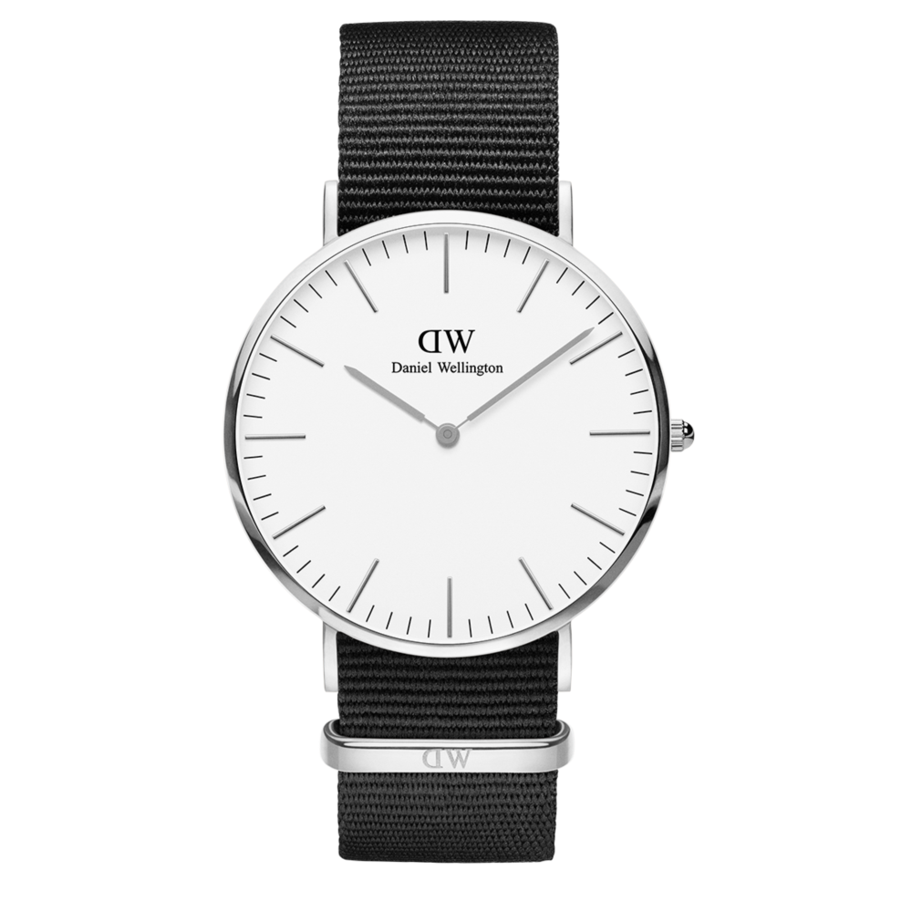 Daniel Wellington Classic Petite Cornwall White Dial Black Nylon Strap Watch For Women - DW00100252