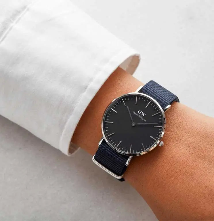 Daniel Wellington Classic Bayswater Black Dial Black NATO Strap Watch For Women - DW00100282