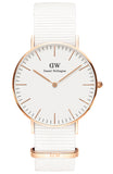 Daniel Wellington Classic Dover White Dial White Nylon Strap Watch For Women - DW00100309