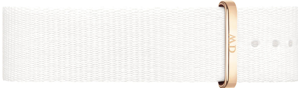 Daniel Wellington Classic Dover Black Dial White Nylon Strap Watch For Women - DW00100310