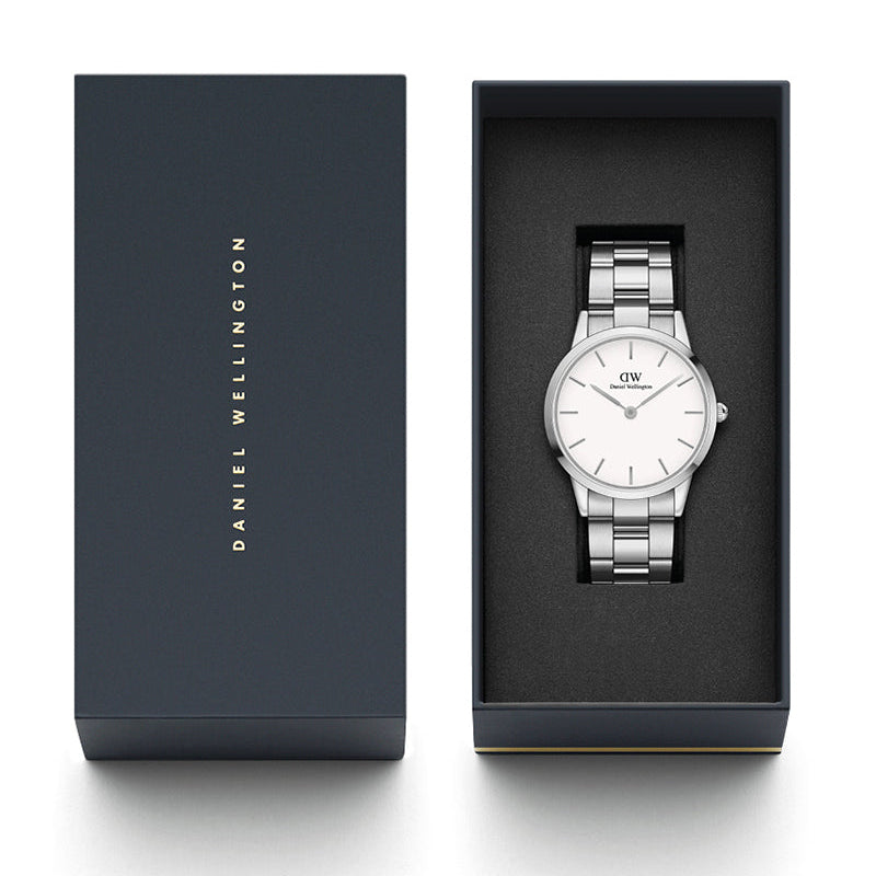 Daniel Wellington Iconic White Dial Silver Steel Strap Watch For Men - DW00100341
