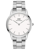 Daniel Wellington Iconic White Dial Silver Steel Strap Watch For Men - DW00100341