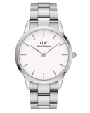Daniel Wellington Iconic White Dial Silver Steel Strap Watch For Men - DW00100341