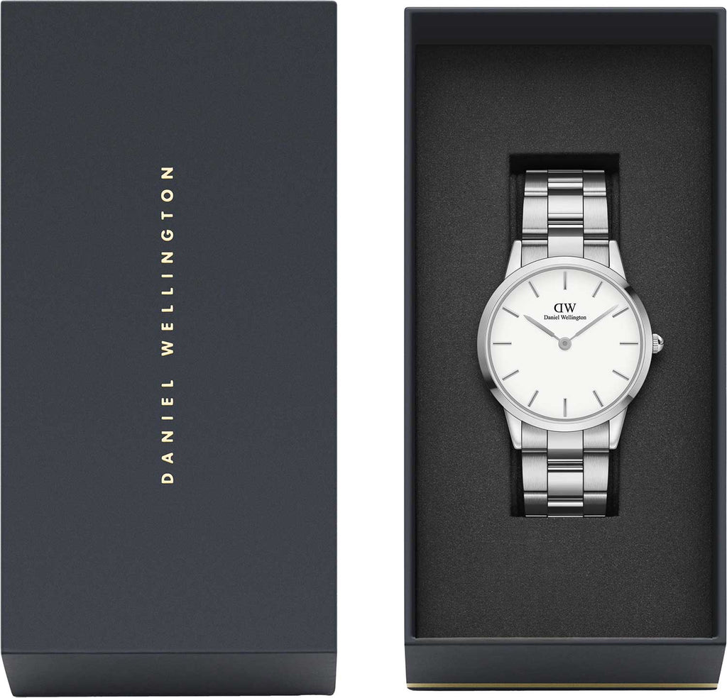 Daniel Wellington Iconic White Dial Silver Steel Strap Watch For Men - DW00100341