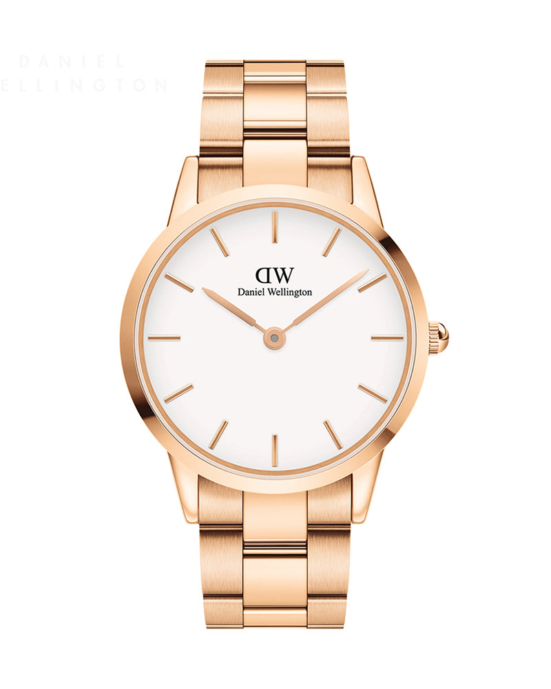 Daniel Wellington Iconic Link White Dial Gold Steel Strap Watch For Men - DW00100343