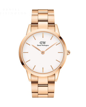 Daniel Wellington Iconic Link White Dial Gold Steel Strap Watch For Men - DW00100343