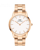 Daniel Wellington Iconic Link White Dial Gold Steel Strap Watch For Men - DW00100343