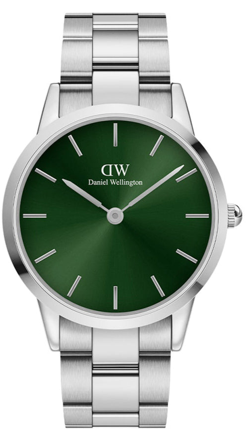 Daniel Wellington Iconic Link Emerald Green Dial Silver Steel Strap Watch For Men - DW00100427