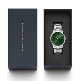 Daniel Wellington Iconic Link Emerald Green Dial Silver Steel Strap Watch For Men - DW00100427