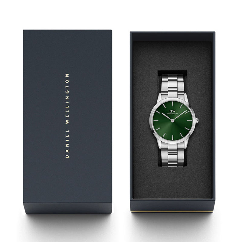 Daniel Wellington Iconic Link Emerald Green Dial Silver Steel Strap Watch For Men - DW00100427