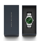 Daniel Wellington Iconic Link Emerald Green Dial Silver Steel Strap Watch For Men - DW00100427
