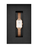 Daniel Wellington Quadro Melrose White Dial Gold Mesh Strap Watch For Women - DW00100431