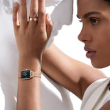 Daniel Wellington Quadro Melrose Black Dial Rose Gold Mesh Bracelet Watch For Women - DW00100432