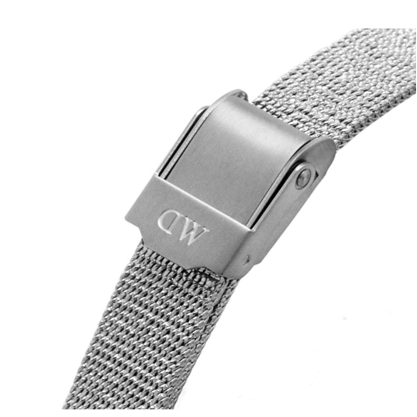 Daniel Wellington Quadro Sterling White Dial Silver Mesh Strap Watch For Women - DW00100438