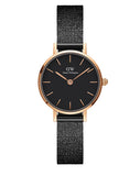 Daniel Wellington Classic Petite Pressed Ashfield Black Dial Black Mesh Bracelet Watch For Women - DW00100441