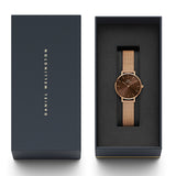 Daniel Wellington Petite Amber Brown Dial Gold Mesh Strap Watch For Women - DW00100476