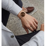 Daniel Wellington Petite Amber Brown Dial Gold Mesh Strap Watch For Women - DW00100476