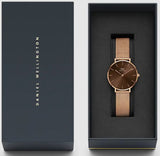 Daniel Wellington Petite Melrose Brown Dial Rose Gold Mesh Strap Watch For Women - DW00100477