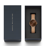 Daniel Wellington Petite Melrose Brown Dial Rose Gold Mesh Strap Watch For Women - DW00100477