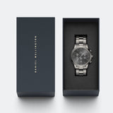 Daniel Wellington Iconic Link Chronograph Grey Dial Grey Steel Strap Watch for Men - DW00100643