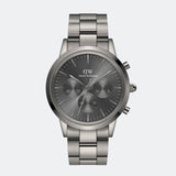 Daniel Wellington Iconic Link Chronograph Grey Dial Grey Steel Strap Watch for Men - DW00100643