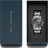 Daniel Wellington Iconic Link Chronograph Grey Dial Grey Steel Strap Watch for Men - DW00100643