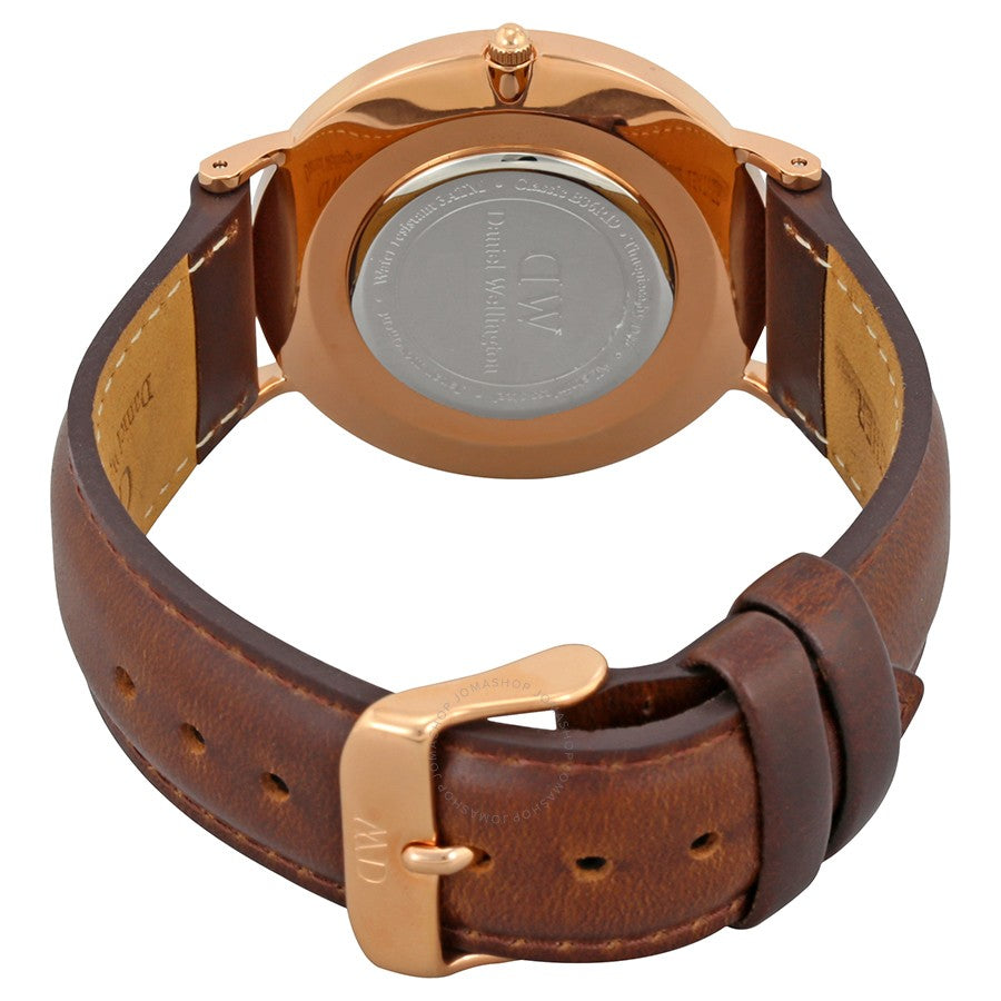 Daniel Wellington Classic Bristol Black Dial Brown Leather Strap Watch for Men - DW00100137