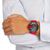 Diesel Mega Chief Chronograph Black Dial Red Silicone Strap Watch For Men - DZ4427