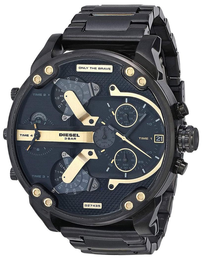 Diesel Big Daddy Chronograph Black Dial Black Steel Strap Watch For Me