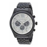 Michael Kors Lexington Chronograph Crystals Silver Dial Black Steel Strap Watch for Men - MK8605