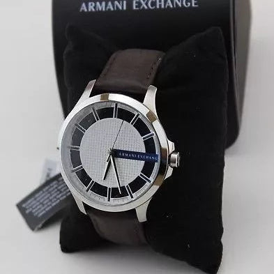 Armani Exchange Hampton Chronograph White Dial Brown Leather Strap Watch For Men - AX2187
