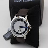 Armani Exchange Hampton Chronograph White Dial Brown Leather Strap Watch For Men - AX2187