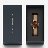 Daniel Wellington Petite Amber Brown Dial Rose Gold Mesh Strap Watch for Women - DW00100478