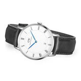 Daniel Wellington Dapper Sheffield White Dial Black Leather Strap Watch For Men - DW00100088