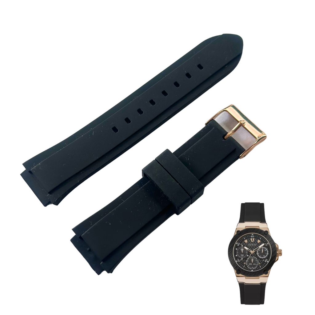 Guess Zena Chronograph Black Dial Black Rubber Strap Watch For Women - W1094L6