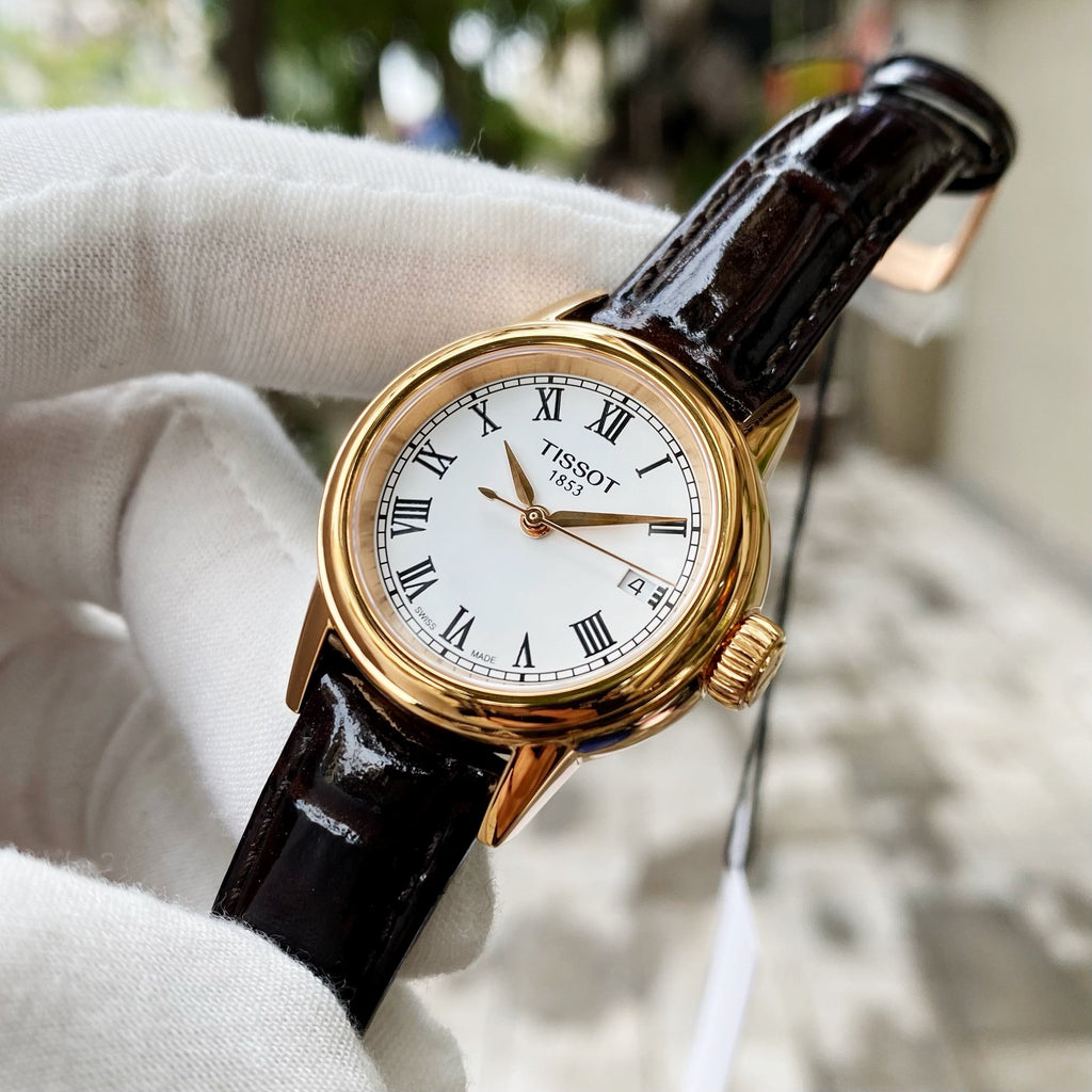 Tissot T Classic Carson White Dial Brown Leather Strap Watch For Women - T085.207.36.013.00