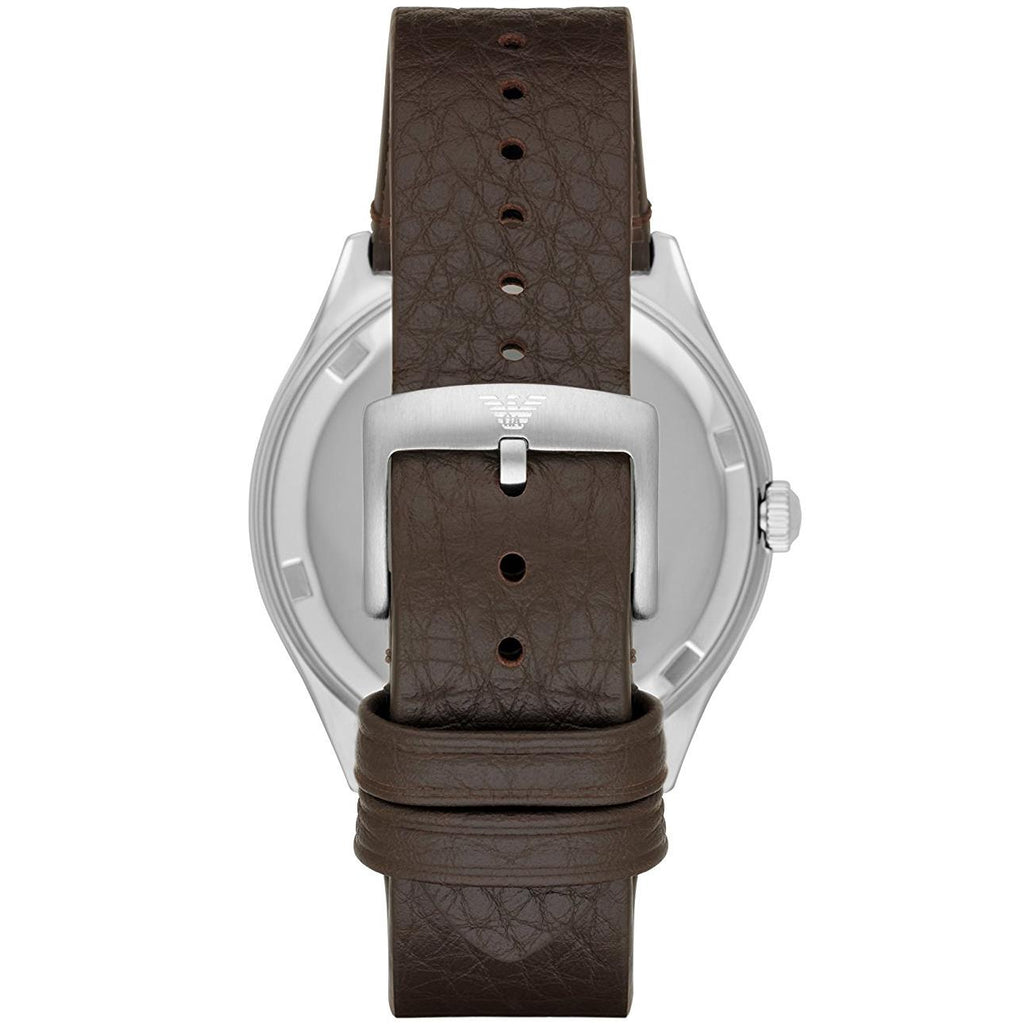 Emporio Armani Dress Quartz White Dial Brown Leather Strap Watch For Men - AR1999
