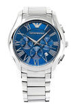 Emporio Armani Chronograph Quartz Blue Dial Silver Steel Strap Watch For Men - AR11082