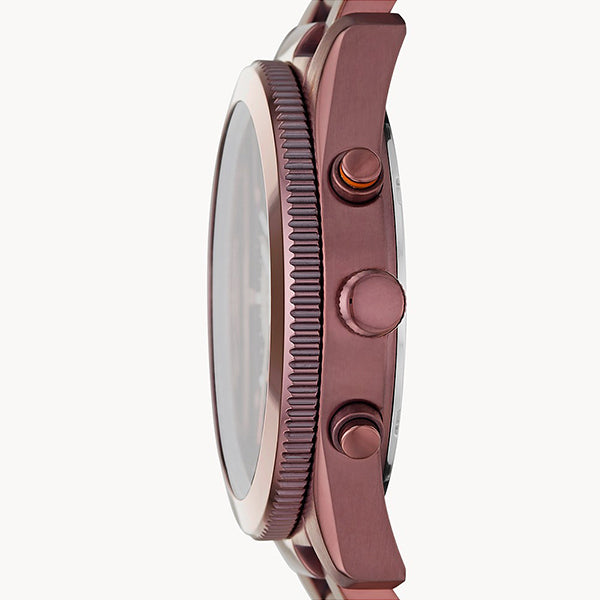 Fossil Perfect Boyfriend Multifunction Maroon Dial Maroon Steel Strap Watch for Women - ES4110