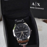 Armani Exchange Hampton Chronograph Black Dial Silver Steel Strap Watch For Men - AX2103