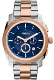 Fossil Machine Blue Dial Two Tone Steel Strap Watch for Men - FS5037