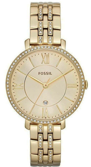 Fossil Jacqueline Gold Dial Gold Steel Strap Watch for Women - ES3547