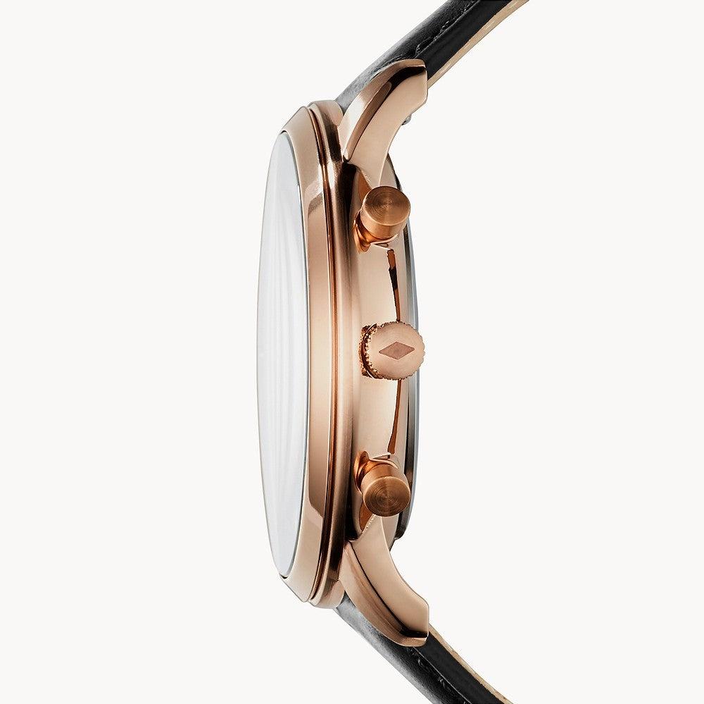 Fossil Goodwin Chronograph White Dial Brown Leather Strap Watch for Men - FS5415