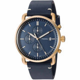Fossil The Commuter Blue Dial Blue Leather Strap Watch for Men - FS5404