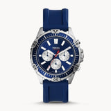 Fossil Garrett Chronograph Blue Dial Blue Rubber Strap Watch for Men - FS5709