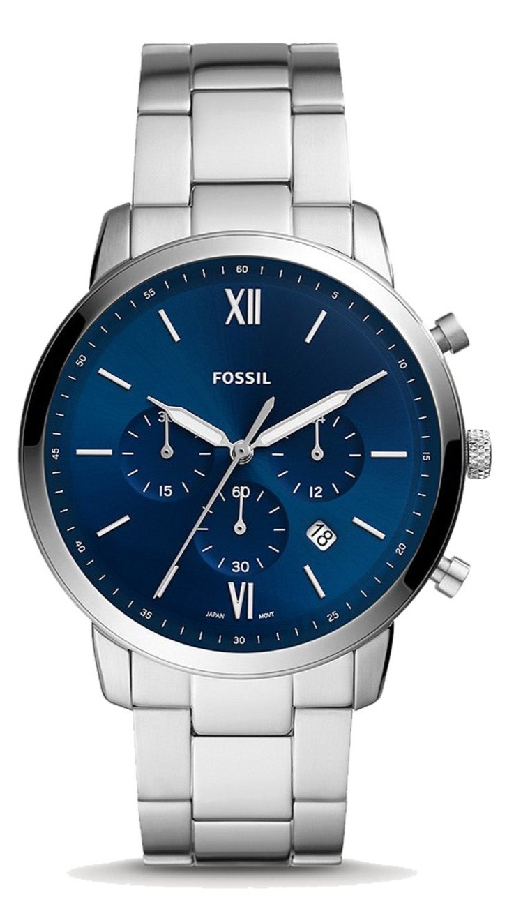 Fossil Neutra Chronograph Blue Dial Silver Steel Strap Watch  display picture 1