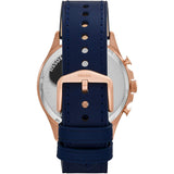 Fossil Forrester Chronograph Blue Dial Blue Leather Strap Watch for Men - FS5814