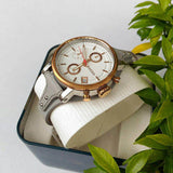 Fossil Original Boyfriend White Dial Light Blue Leather Strap Watch for Women - ES4045