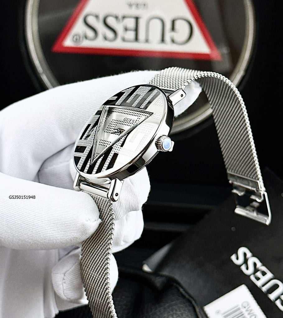 Guess Iconic Quartz Silver Dial Silver Mesh Bracelet Watch For Women - GW0527L1